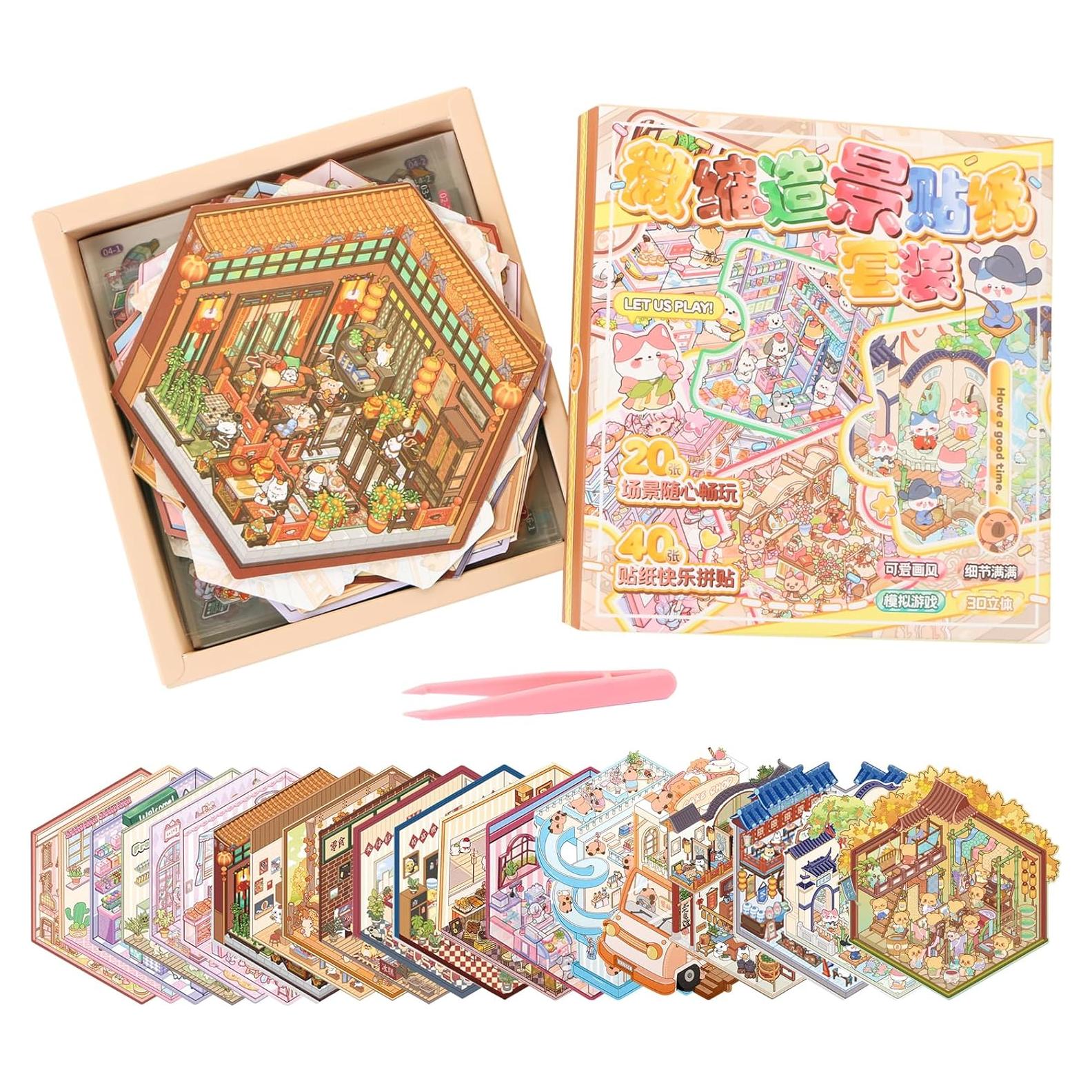 20 Diseños 3D Pegatinas DIY Mini Tienda HOMICO - Reutilizables