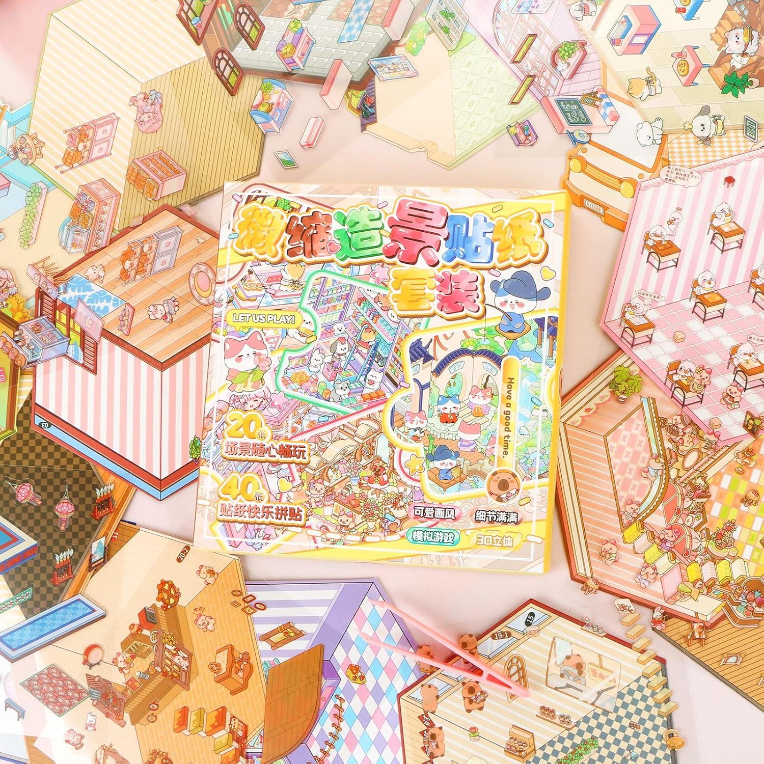 20 Diseños 3D Pegatinas DIY Mini Tienda HOMICO - Reutilizables