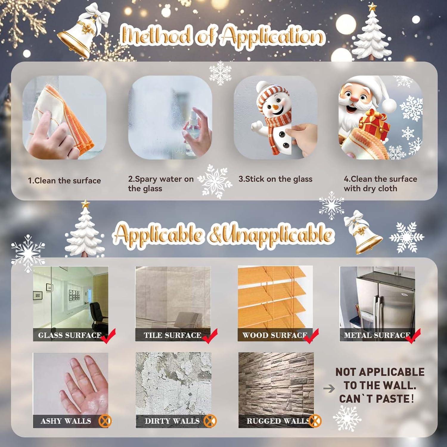 Calcomanías de Ventana Navidad 3D PartyGarden - 146 Piezas