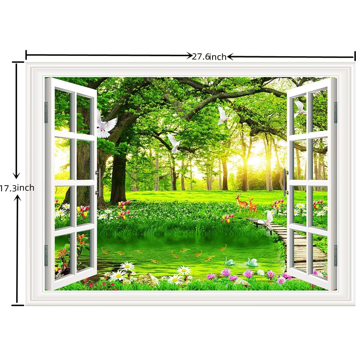 Calcomanía de Pared THNWSY Ventana Tropical 43.9x70.1 cm