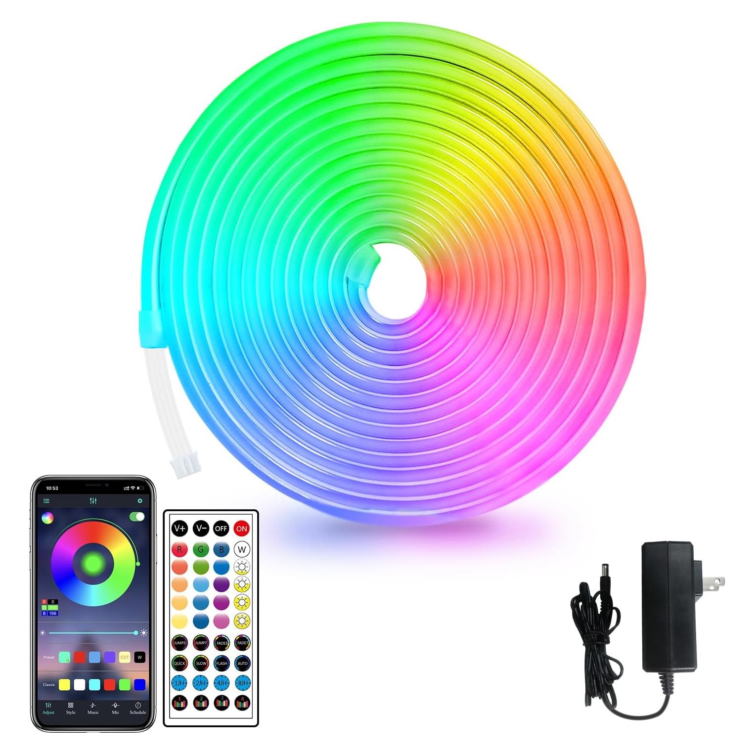 Tira LED de Neón 5m Segrass RGB IP65 Control Remoto