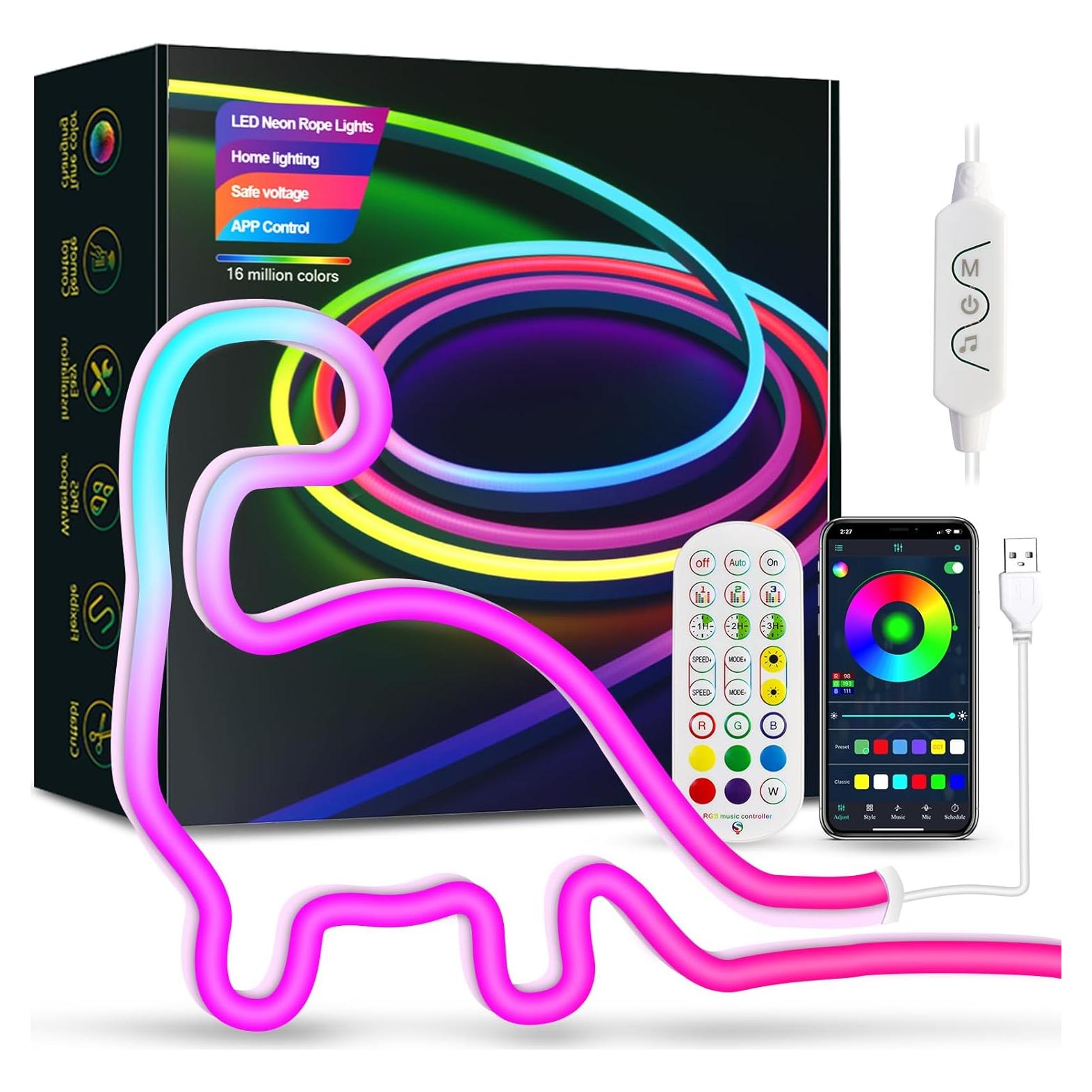 Tira de Luces LED Neón RGBICW 5m con Control APP Bluetooth