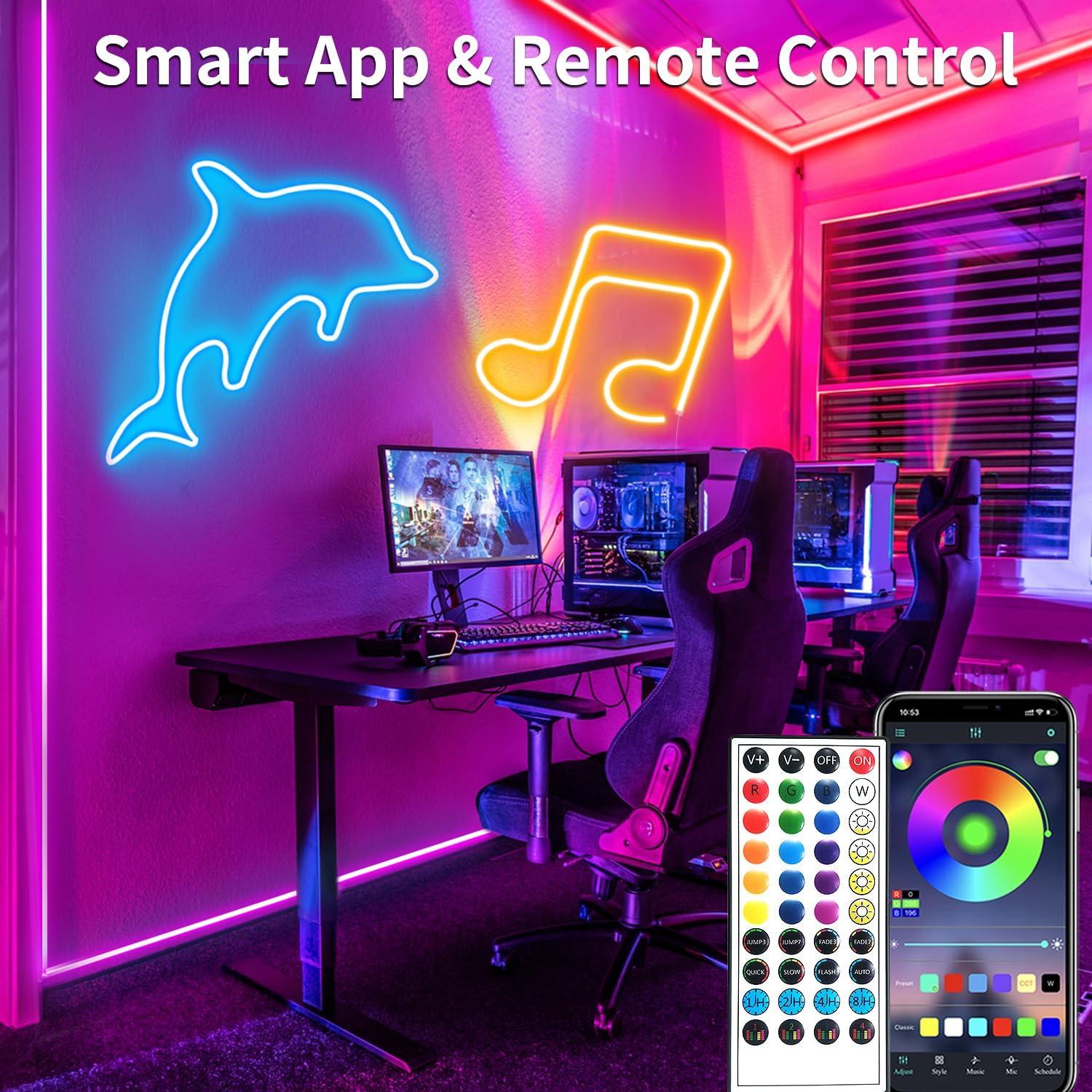 Tira LED Neón 15.24m Yeewhale RGB IP65 Flexible con Control APP