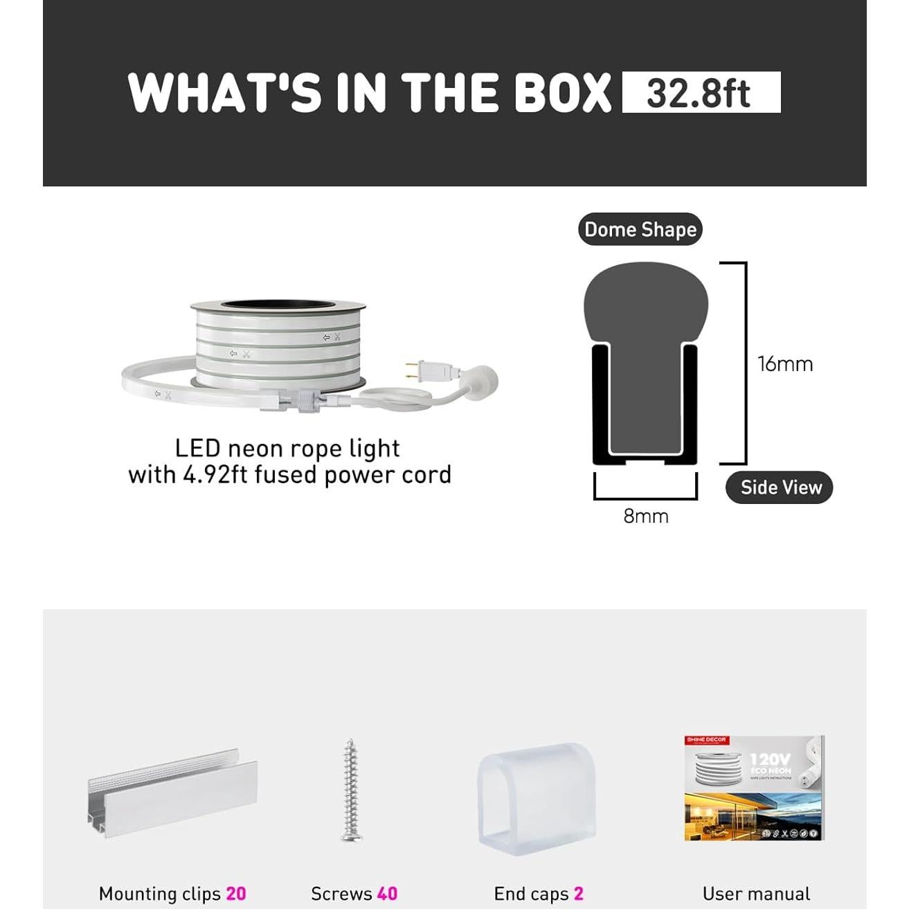 Luces de Cuerda LED Shine Decor 10m Blanco Cálido IP65