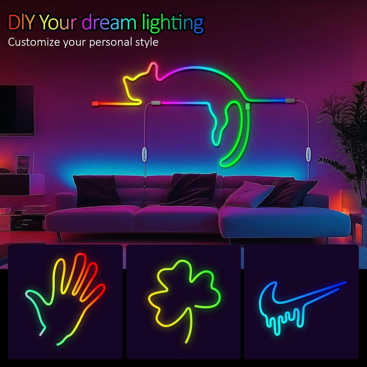 Luces de Cuerda de Neón RGB 1.95m Hongyou con App y Música