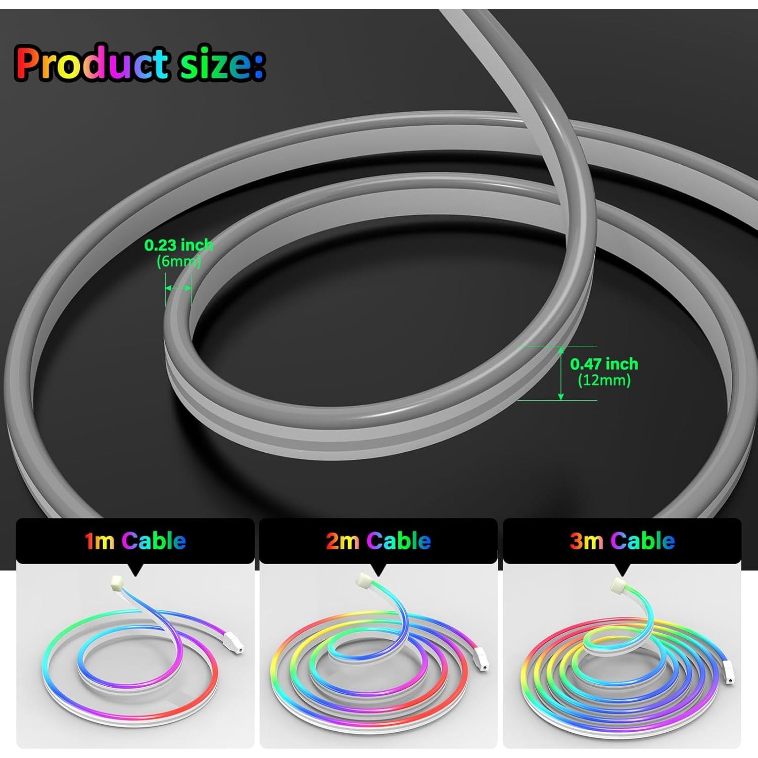 Luces de Cuerda de Neón RGB 1.95m Hongyou con App y Música