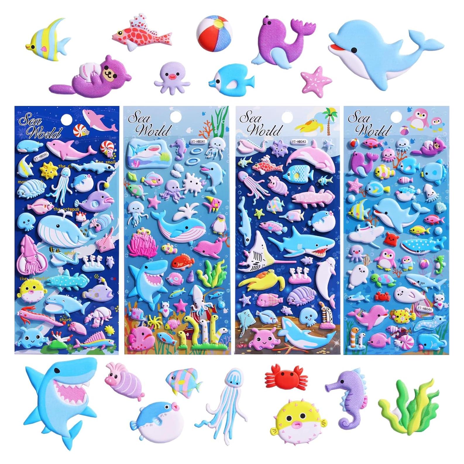 Stickers Espumosos de Vida Marina Sisiper - 140 Piezas Reutilizables