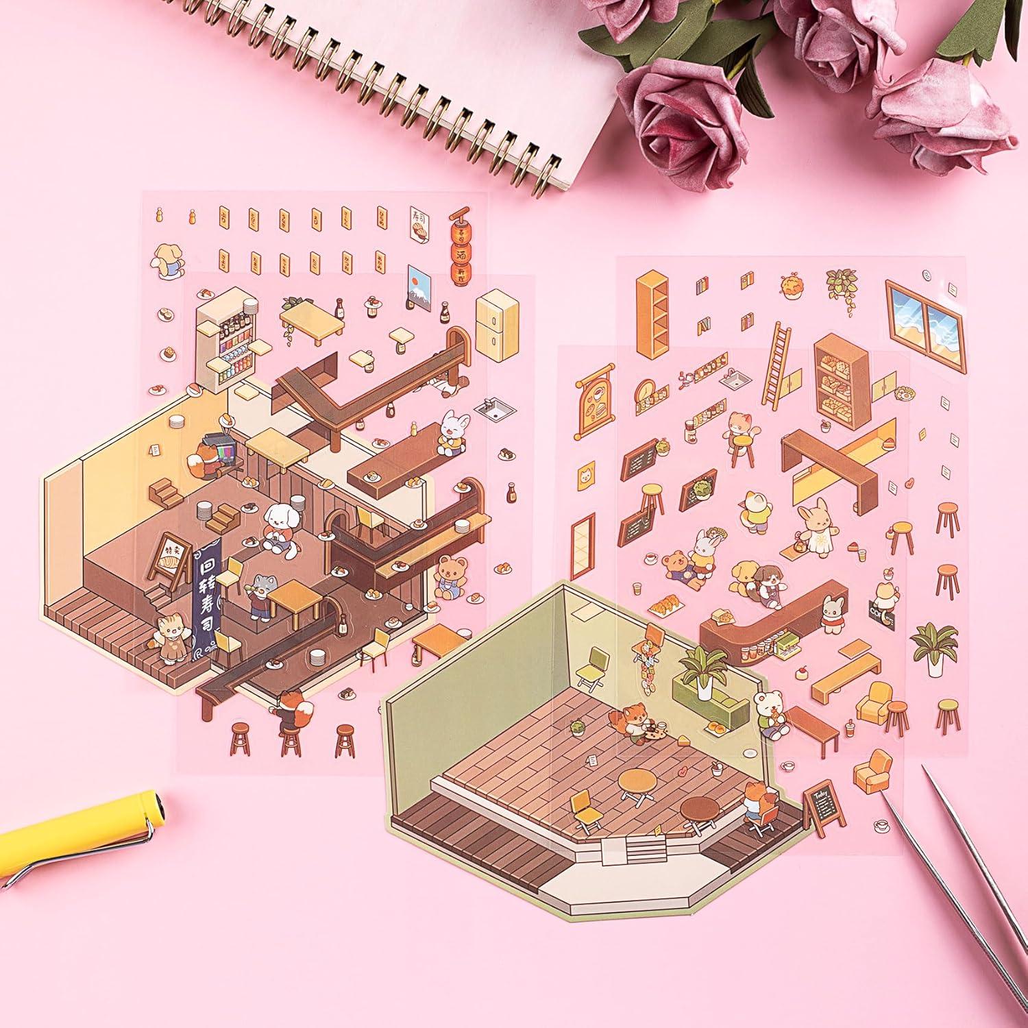 HINZIC 2 Juegos de Pegatinas 3D DIY Escenas de Animales