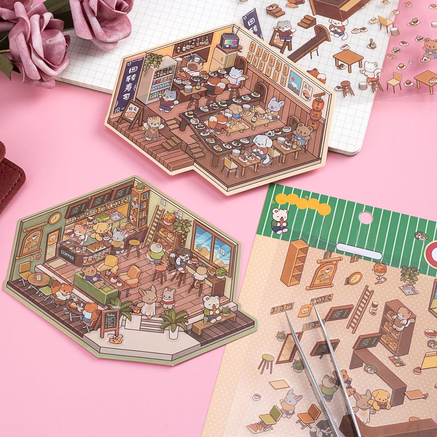 HINZIC 2 Juegos de Pegatinas 3D DIY Escenas de Animales