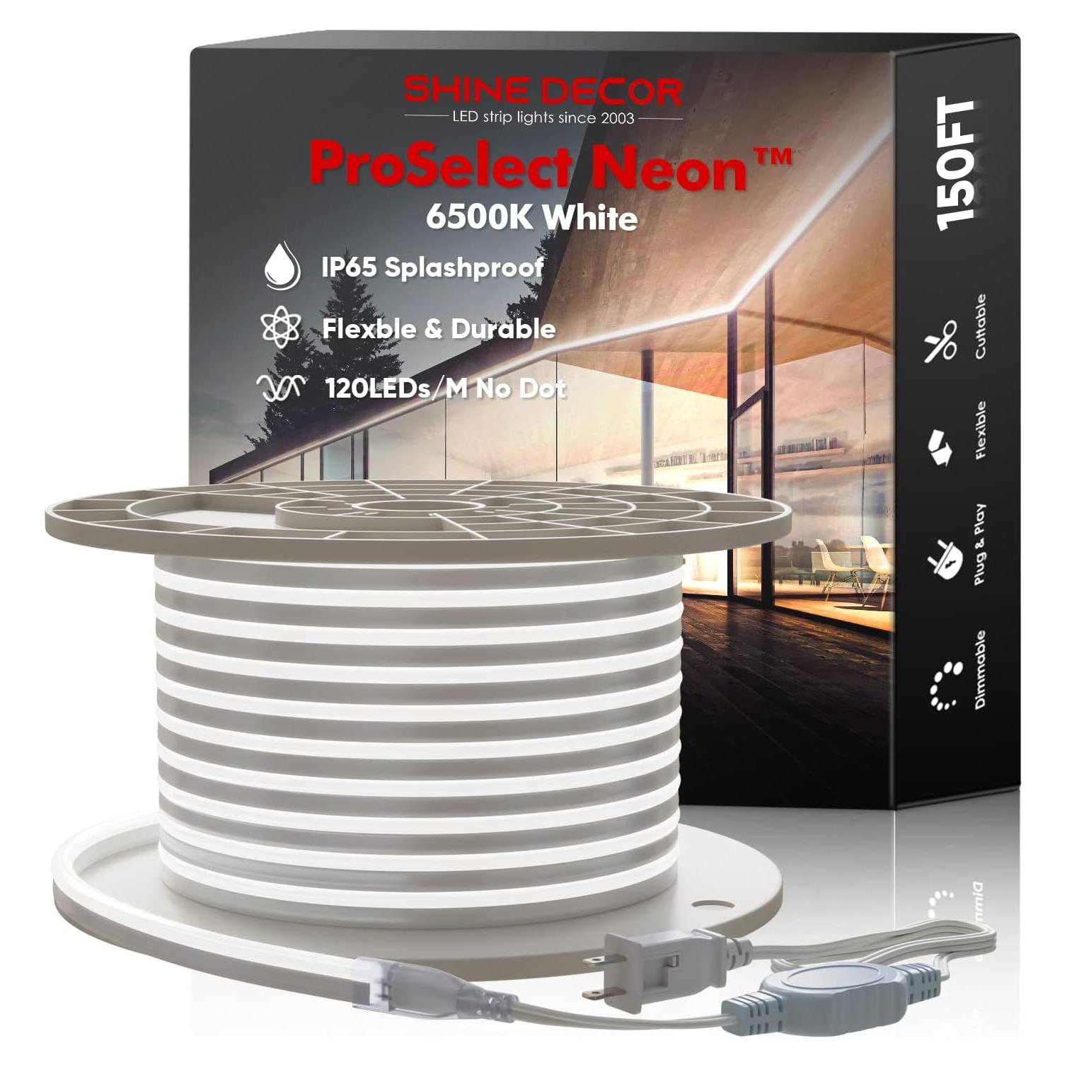 Luces de Cuerda LED Neón Shine Decor 150FT IP65 6500K Frío