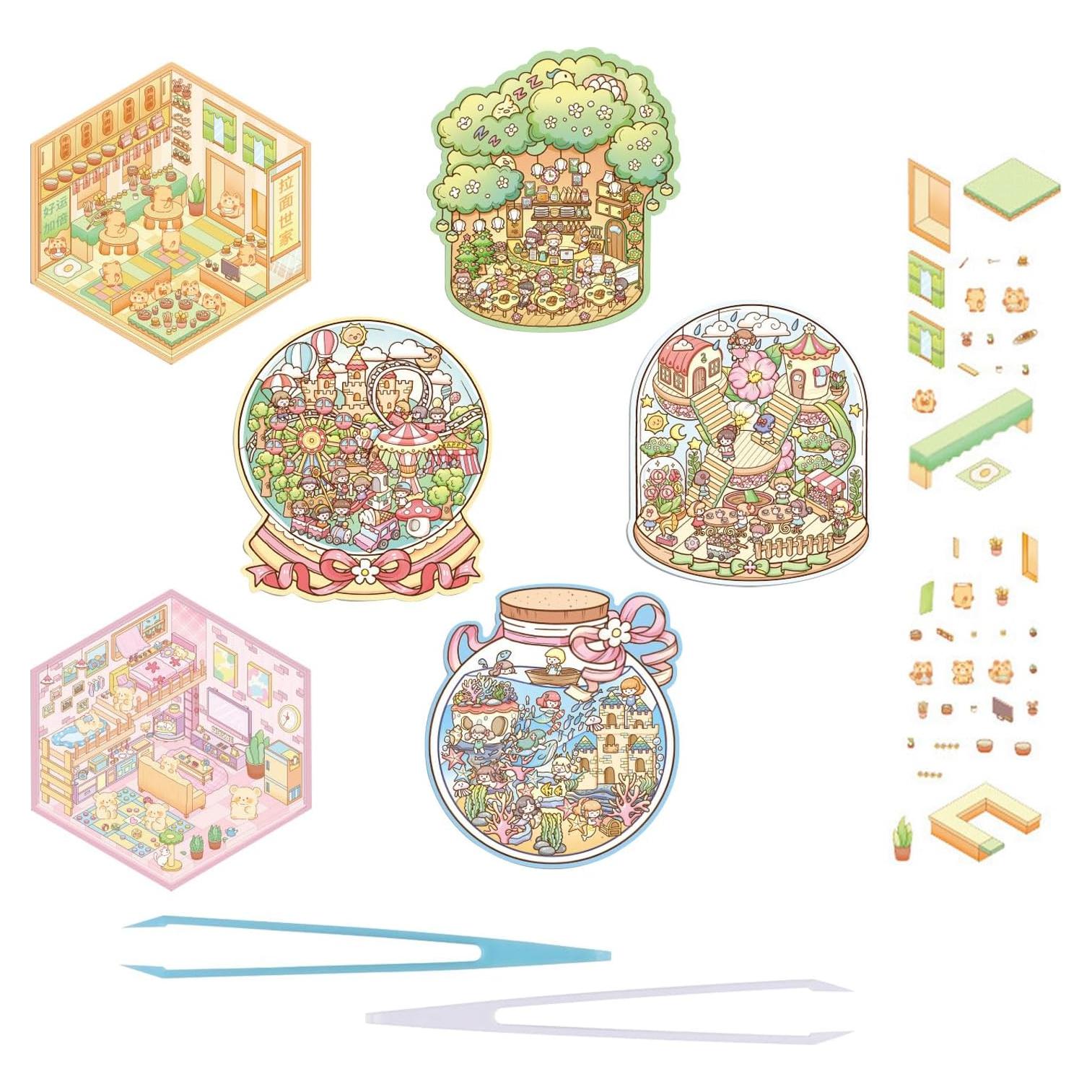 6 Stickers 3D DIY QIYEENW para Niños - Caricaturas Coloridas