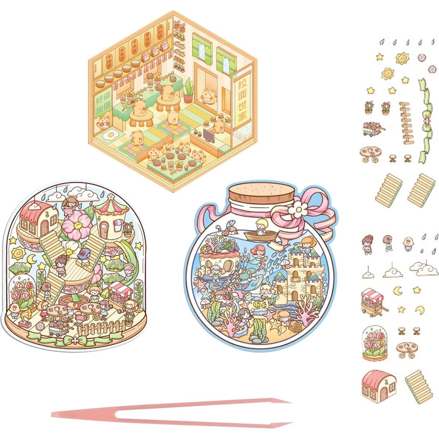 6 Stickers 3D DIY QIYEENW para Niños - Caricaturas Coloridas