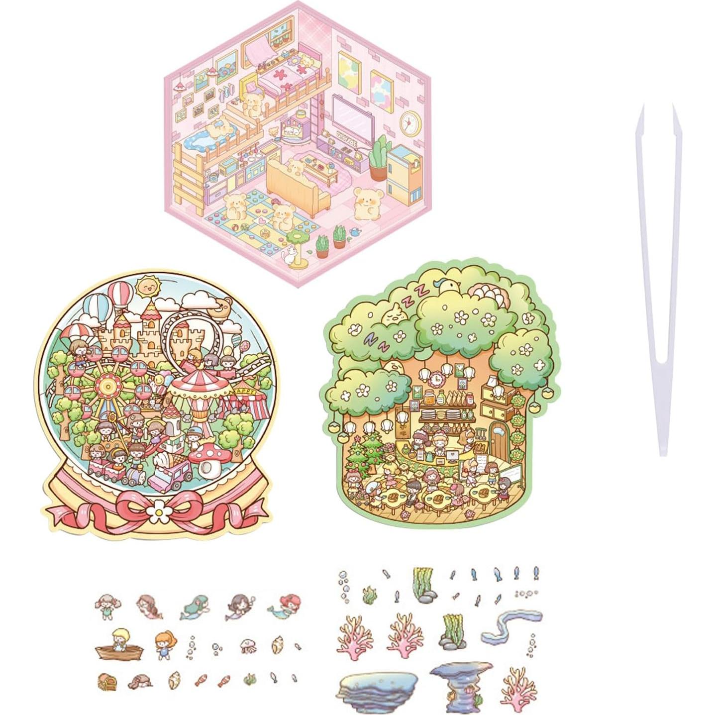 6 Stickers 3D DIY QIYEENW para Niños - Caricaturas Coloridas