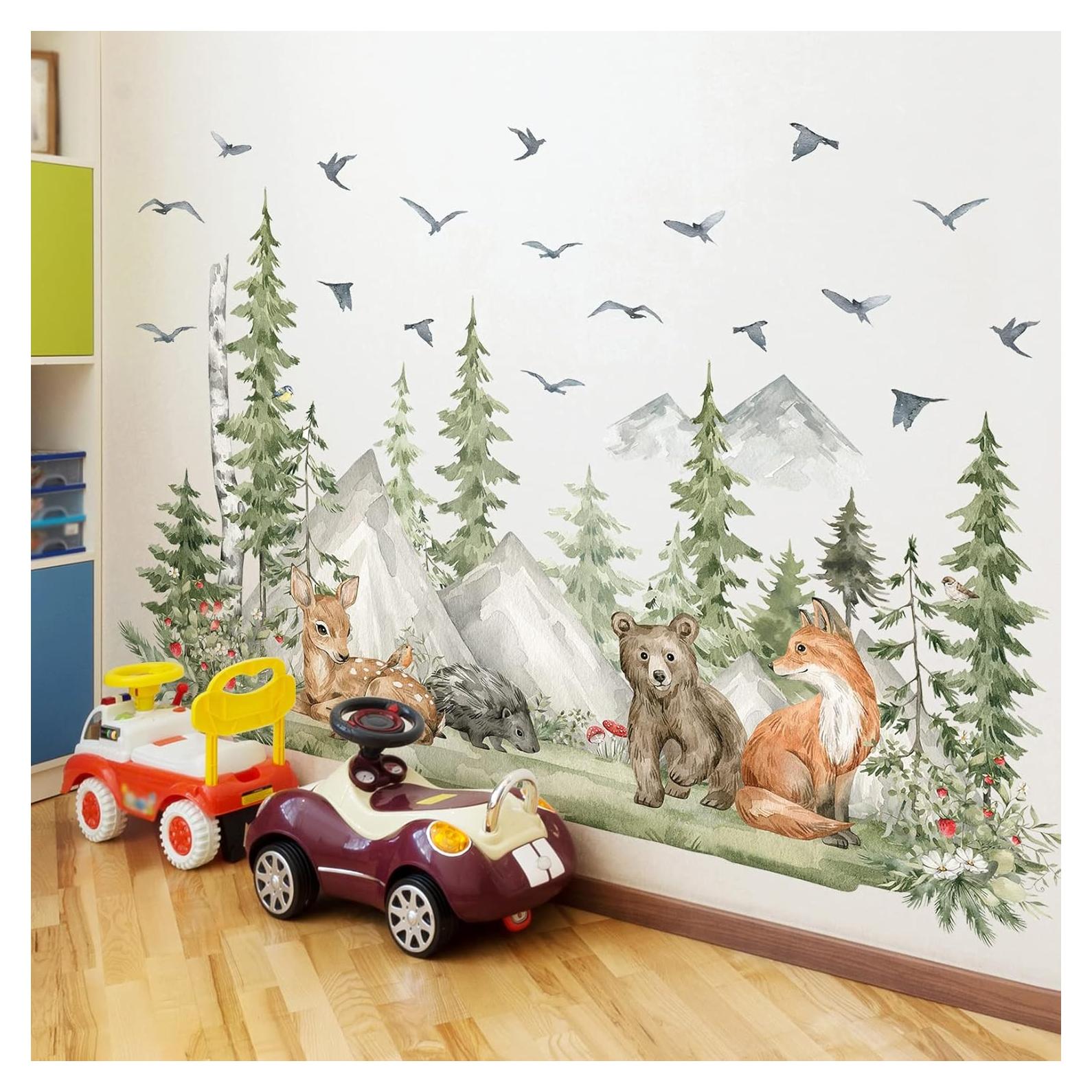Vinilos de Pared Animales de Bosque AM AMAONM 4 Hojas 30x91 cm