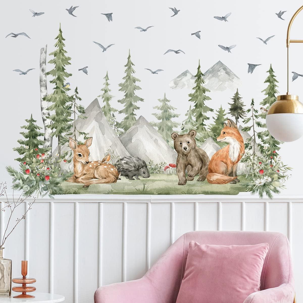 Vinilos de Pared Animales de Bosque AM AMAONM 4 Hojas 30x91 cm