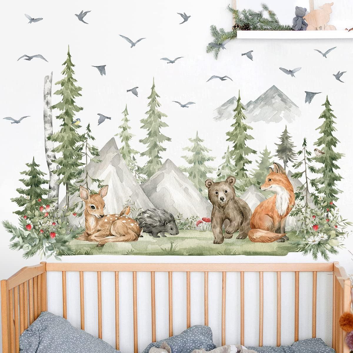Vinilos de Pared Animales de Bosque AM AMAONM 4 Hojas 30x91 cm