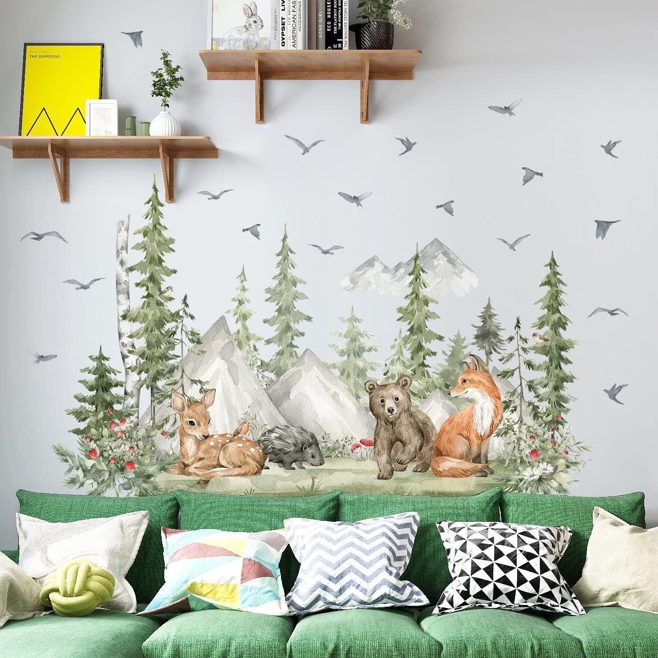 Vinilos de Pared Animales de Bosque AM AMAONM 4 Hojas 30x91 cm