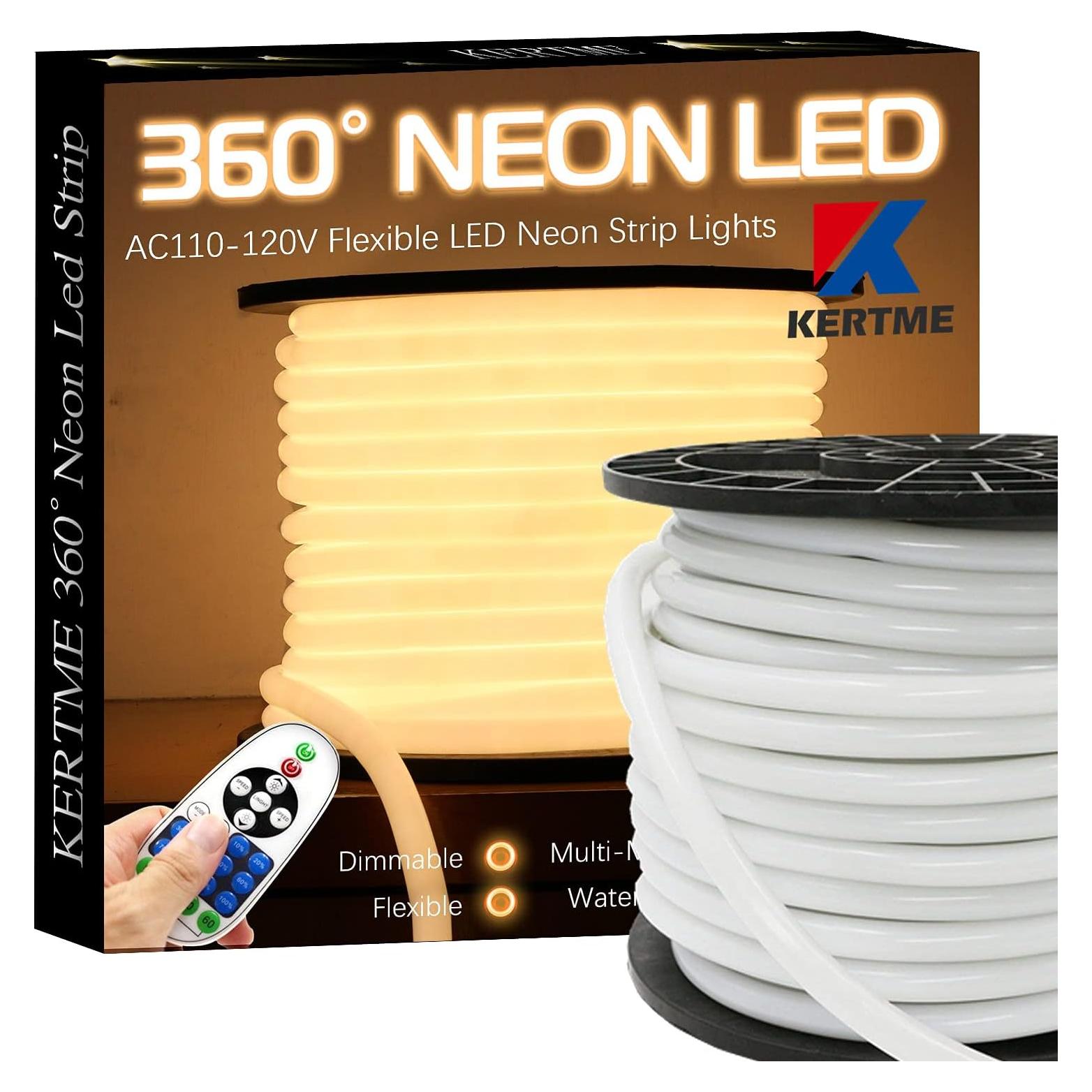 Tira de Luz LED NEON KERTME 10m Blanco Cálido IP67 Dimmable
