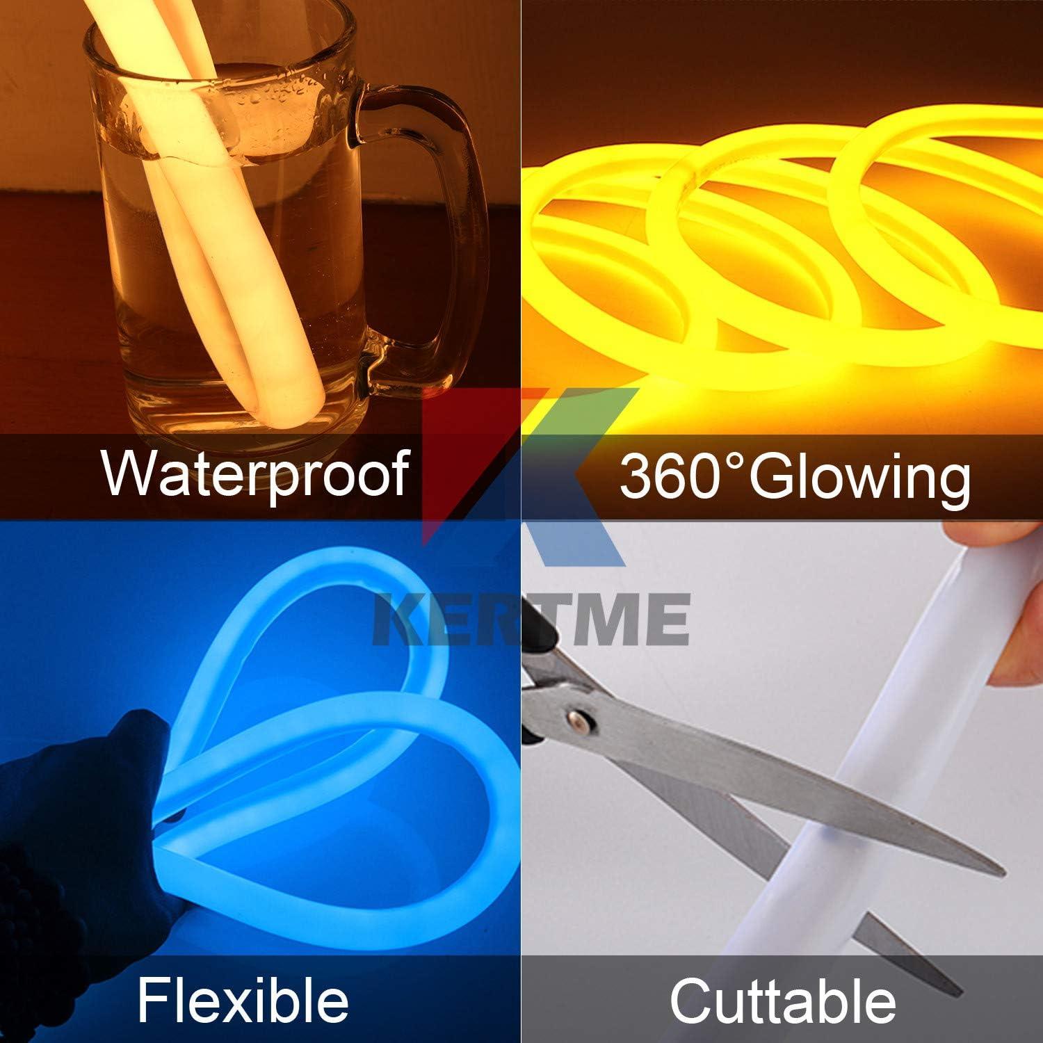 Tira de Luz LED NEON KERTME 10m Blanco Cálido IP67 Dimmable