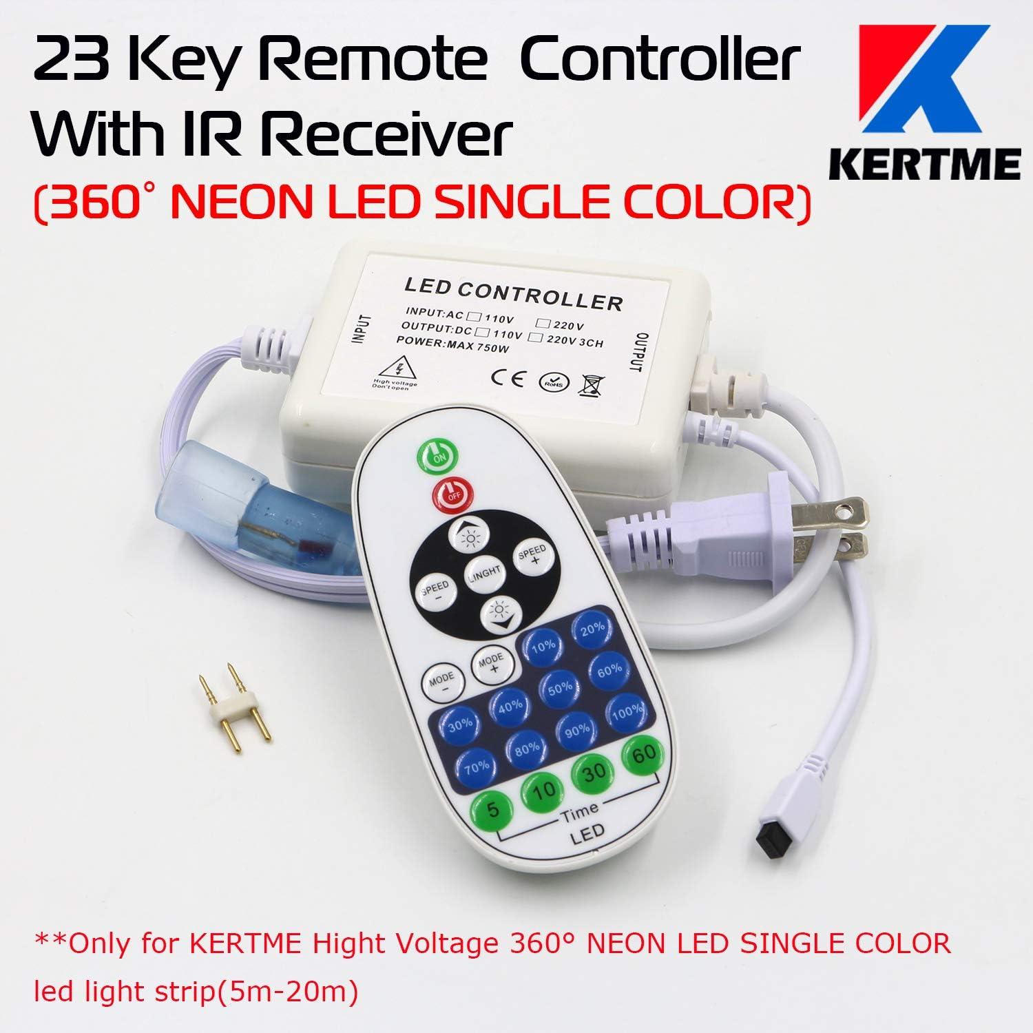 Tira de Luz LED NEON KERTME 10m Blanco Cálido IP67 Dimmable
