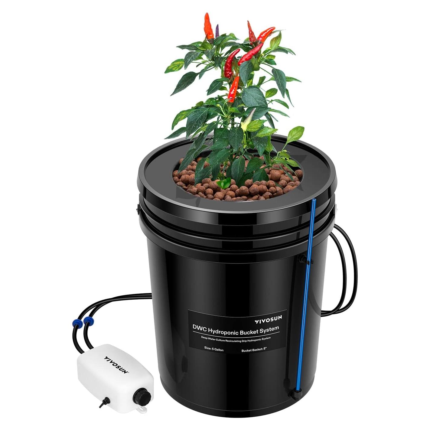 Sistema Hidropónico DWC VIVOSUN 5 Galones con Goteo Superior