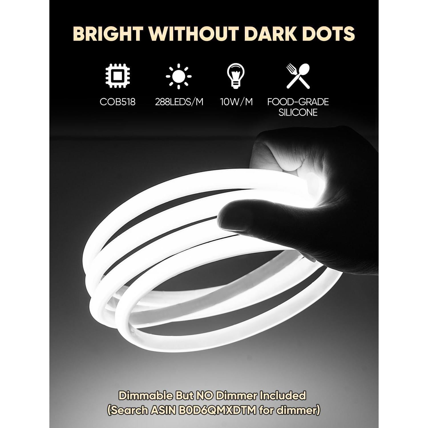 Tira de Luz LED COB 5m HelioRibbon 6000K Blanco Frío Impermeable