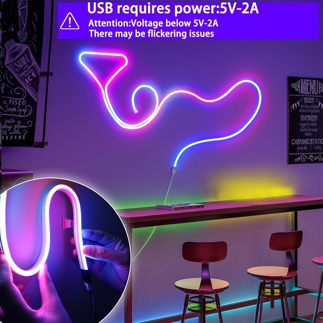 Luz de Neón LED USB JUNQOKW 2m RGB con Control Remoto