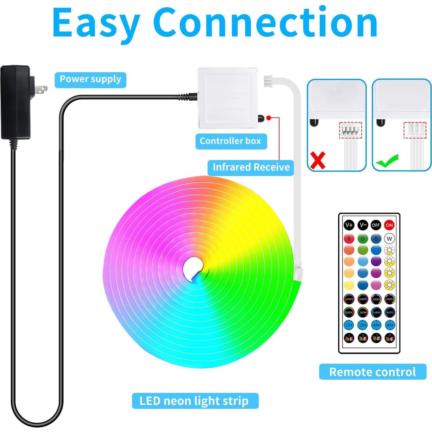 Tira de luces LED de neón 10m Segrass RGB DC 24V a prueba de agua