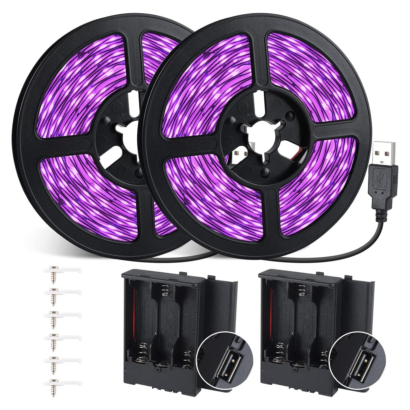 Tira de luz negra LED 5m Linstaine 300 LEDs USB y batería