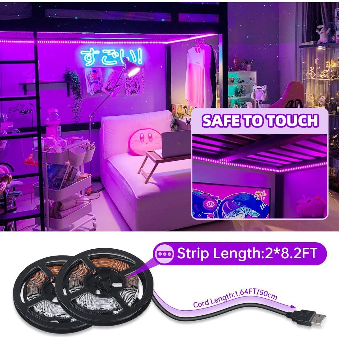 Tira de luz negra LED 5m Linstaine 300 LEDs USB y batería