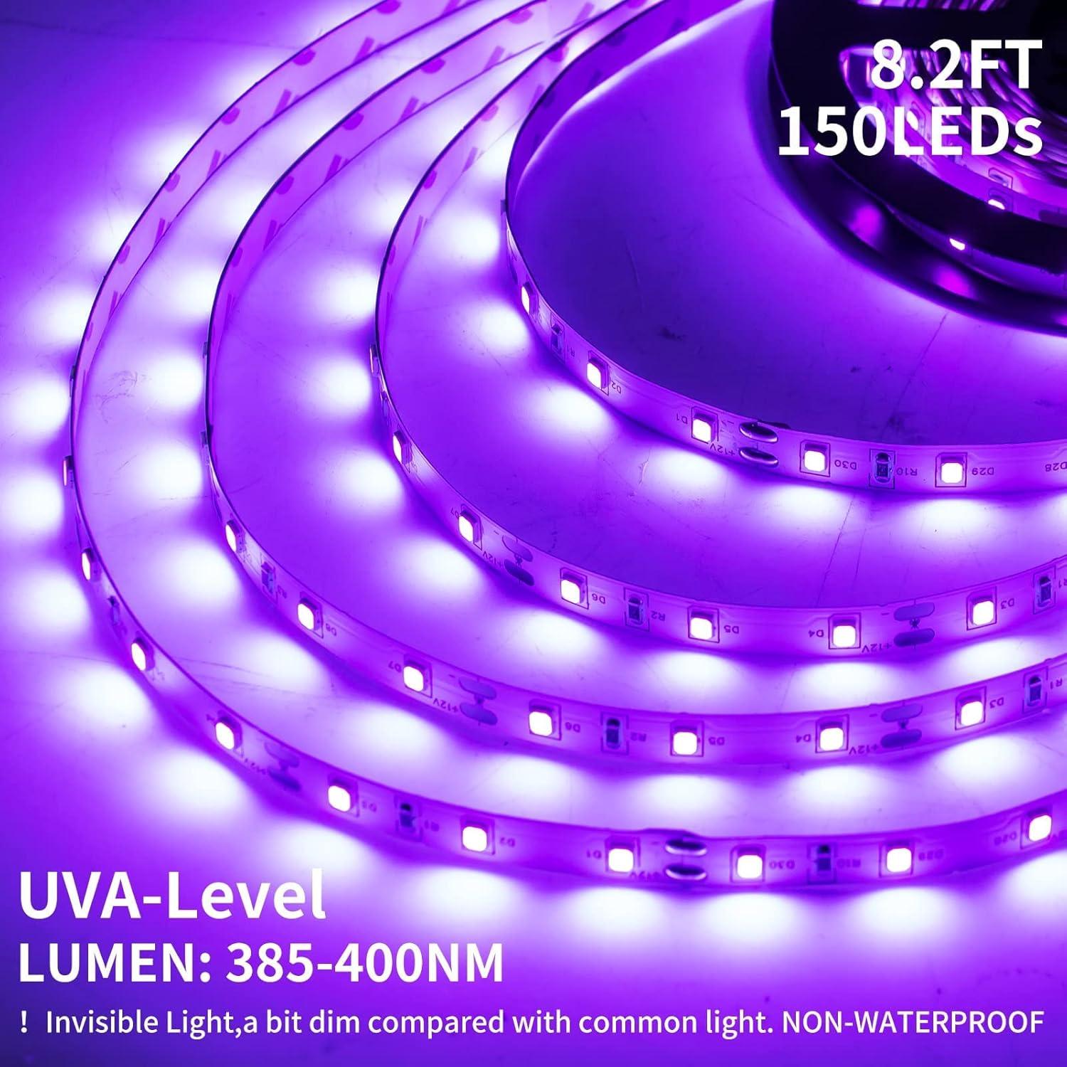 Tira de luz negra LED 5m Linstaine 300 LEDs USB y batería