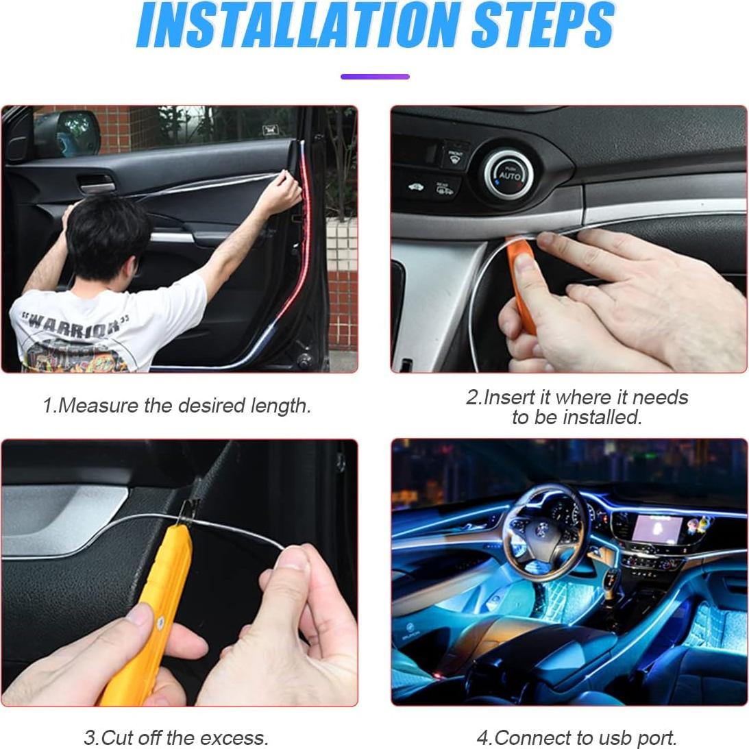 Tira de luces LED HIPOPY 4.88 m Rosa para interior de auto