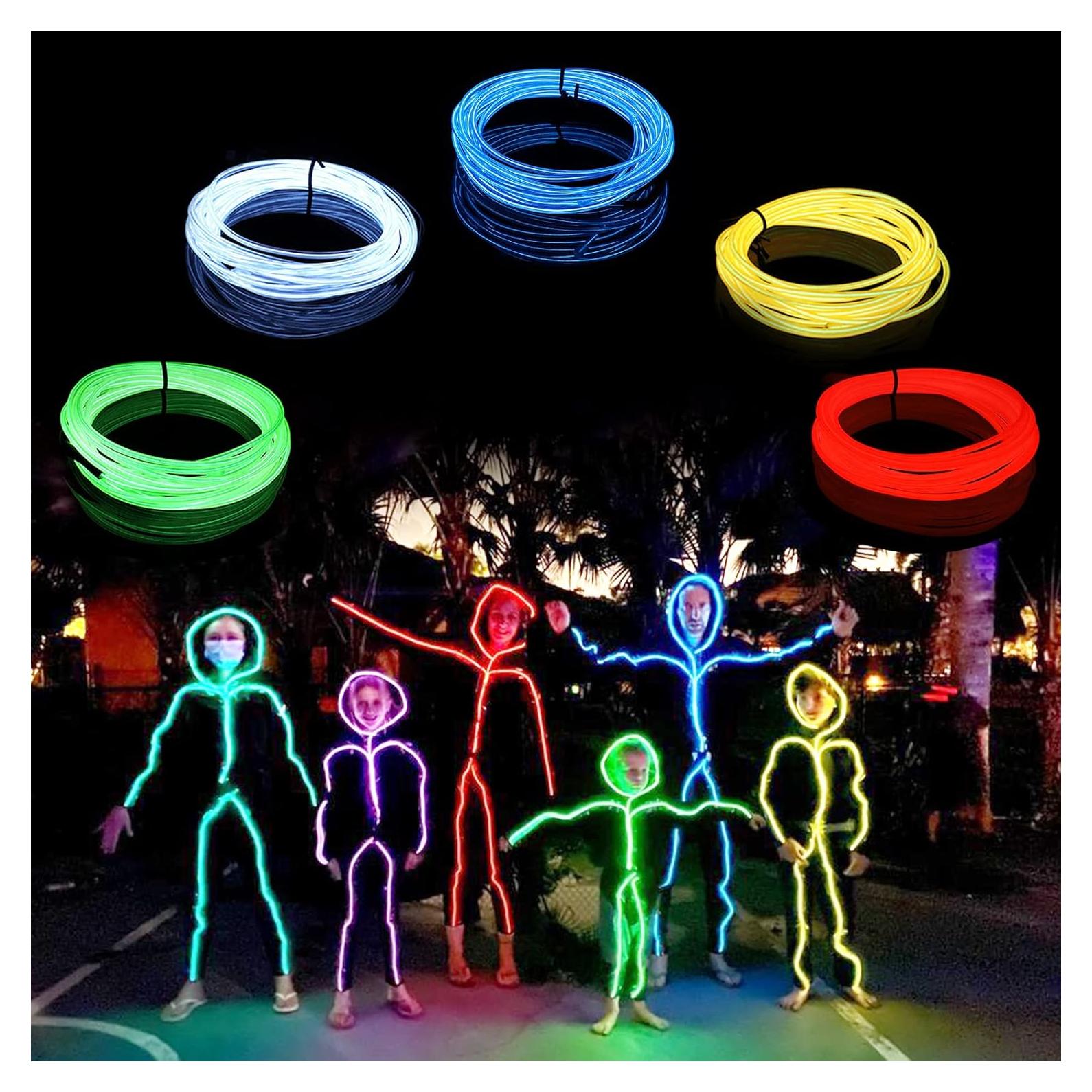 Paquete de 5 Cuerdas EL de 2.99 m Luces de Neón Portátiles