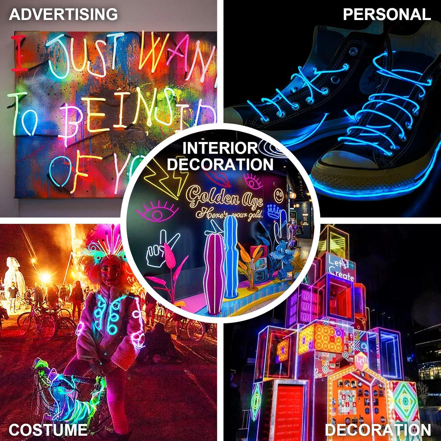 Paquete de 5 Cuerdas EL de 2.99 m Luces de Neón Portátiles