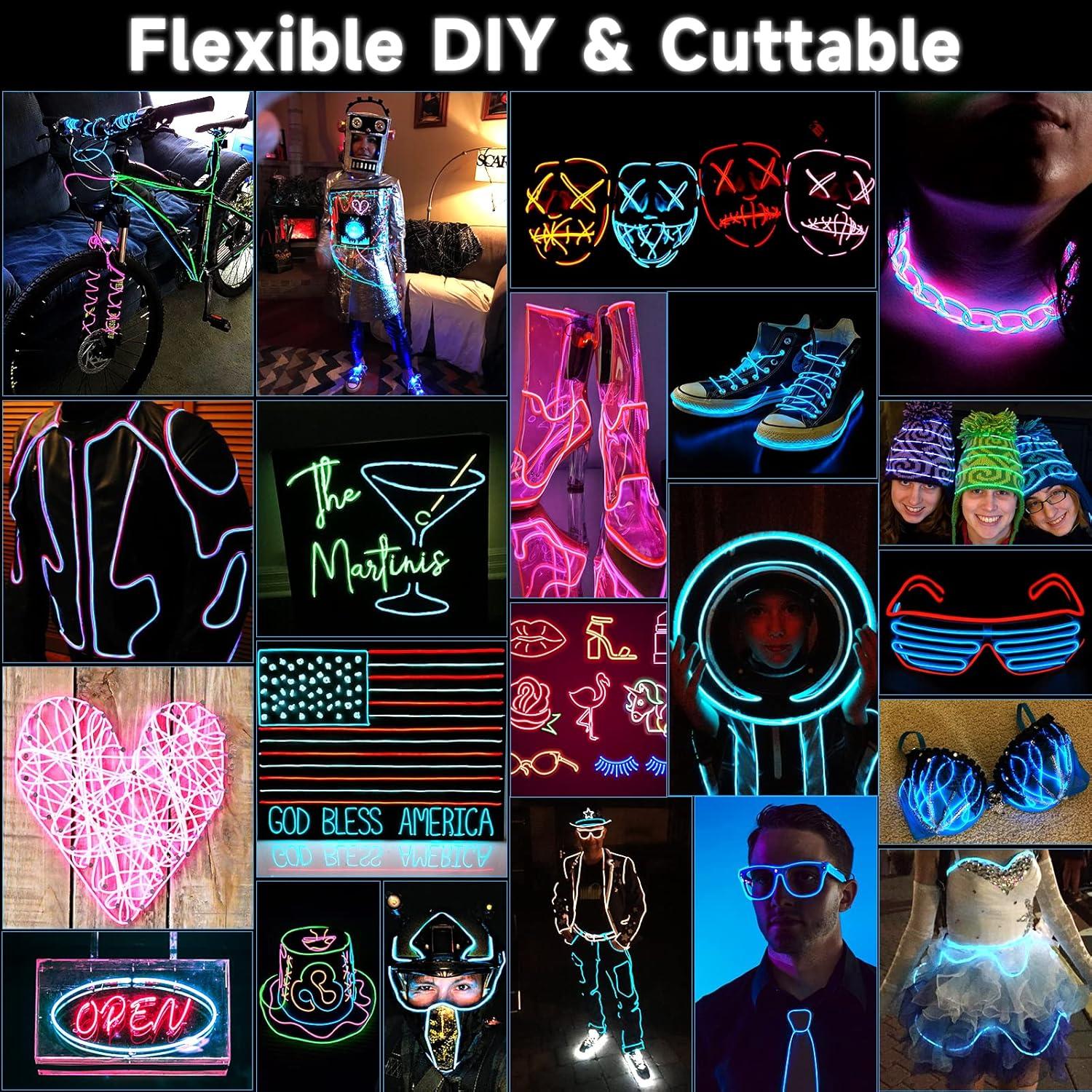 Paquete de 5 Cuerdas EL de 2.99 m Luces de Neón Portátiles