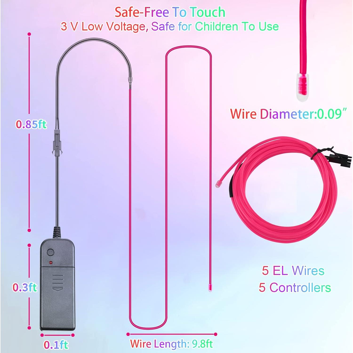 Paquete de 5 Cuerdas EL de 2.99 m Luces de Neón Portátiles