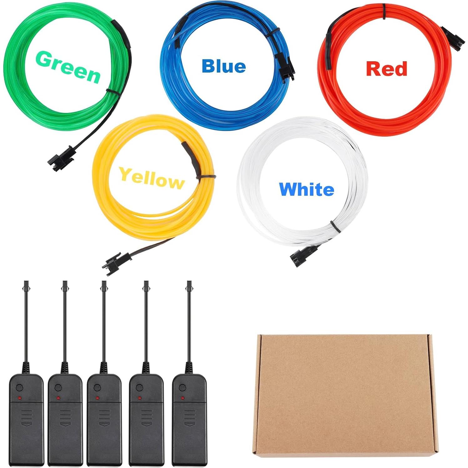 Paquete de 5 Cuerdas EL de 2.99 m Luces de Neón Portátiles