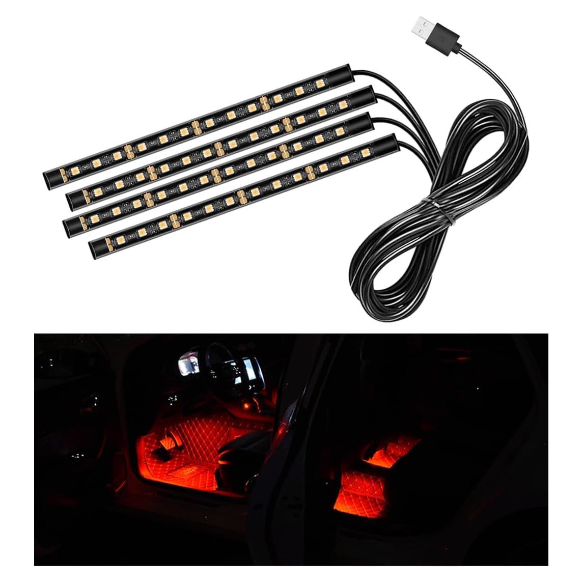 Tira de Luz LED para Auto Sylvil 48 LEDs USB Rojo 12V
