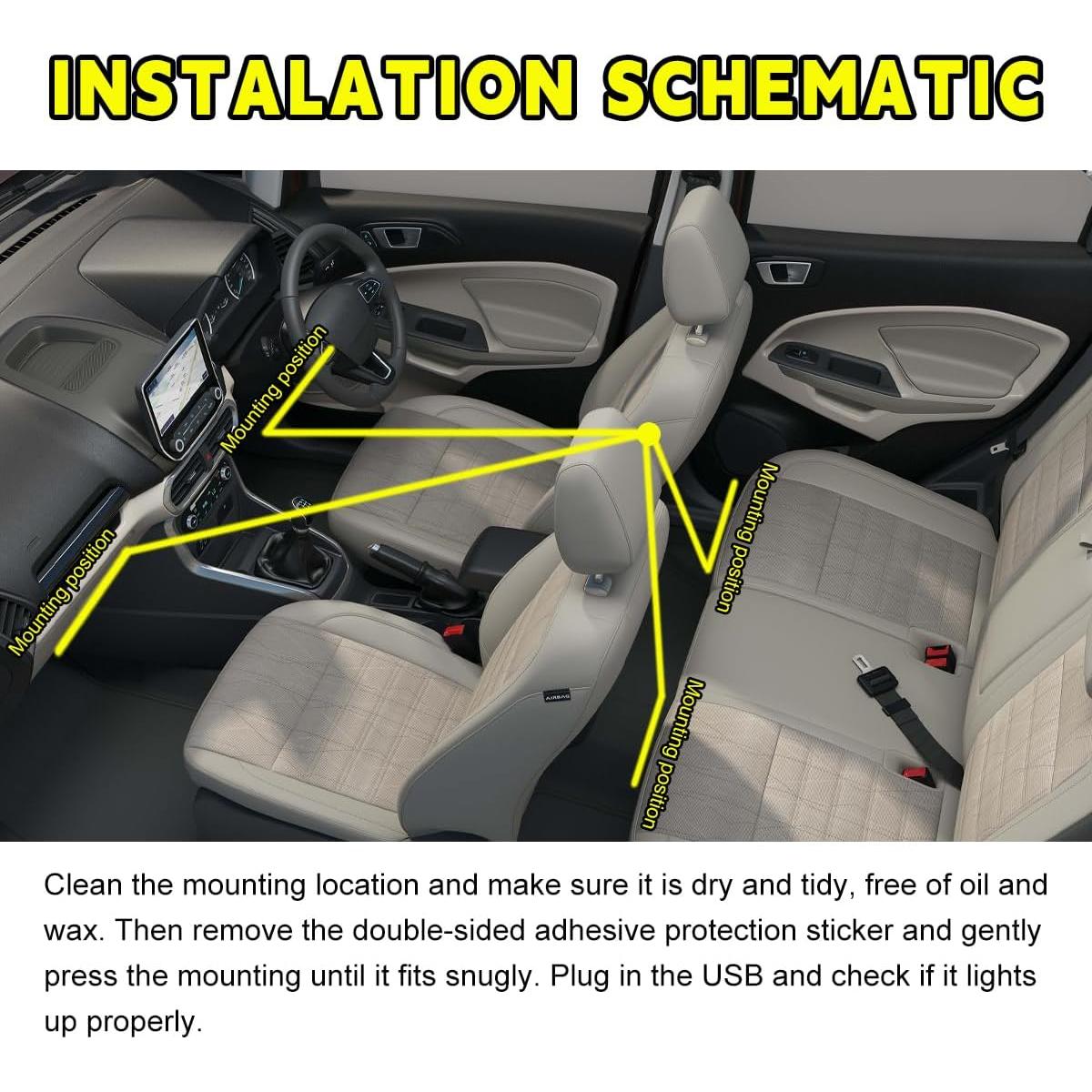Tira de Luz LED para Auto Sylvil 48 LEDs USB Rojo 12V