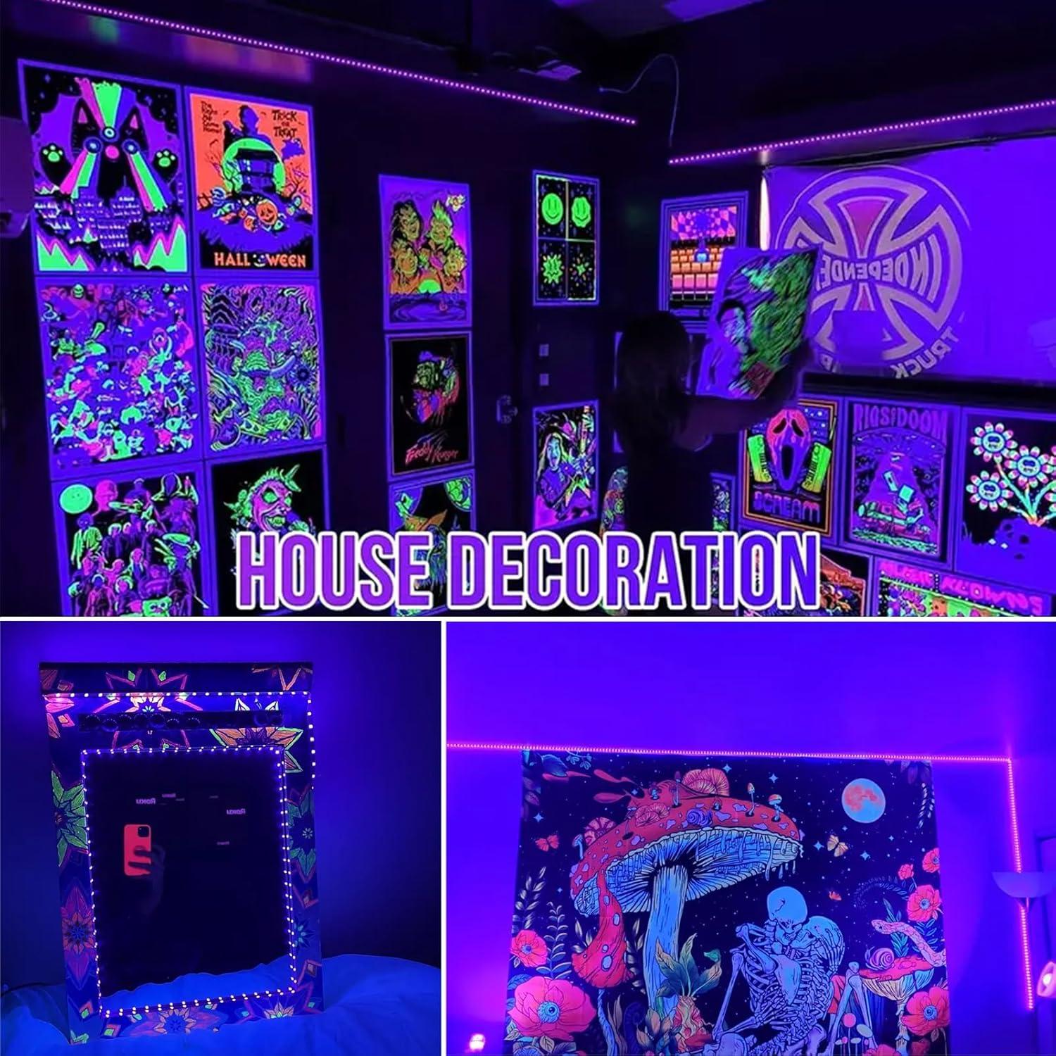 Cinta de luz negra LED YQNLIFA 12.19m 720 LEDs para fiestas