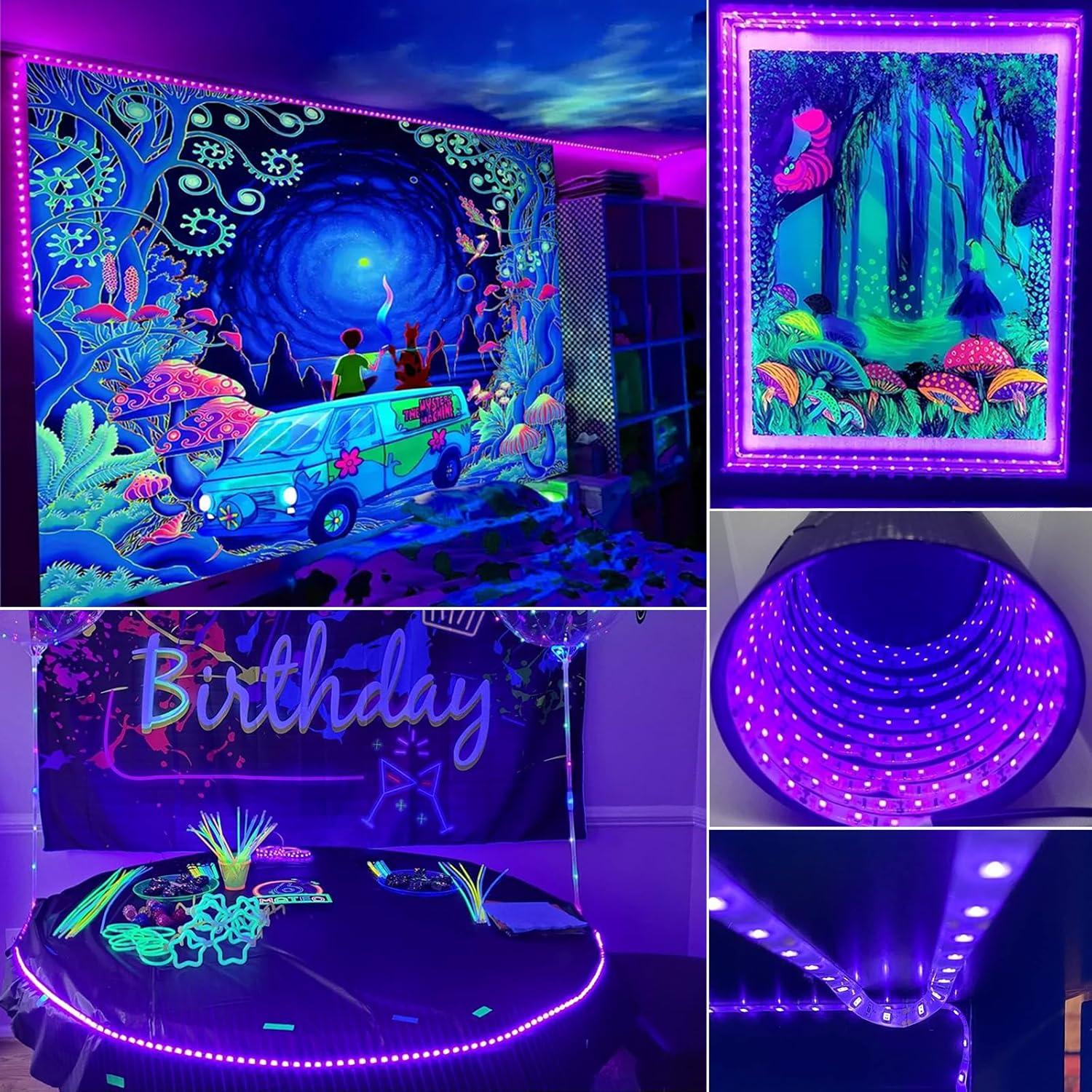 Cinta de luz negra LED YQNLIFA 12.19m 720 LEDs para fiestas