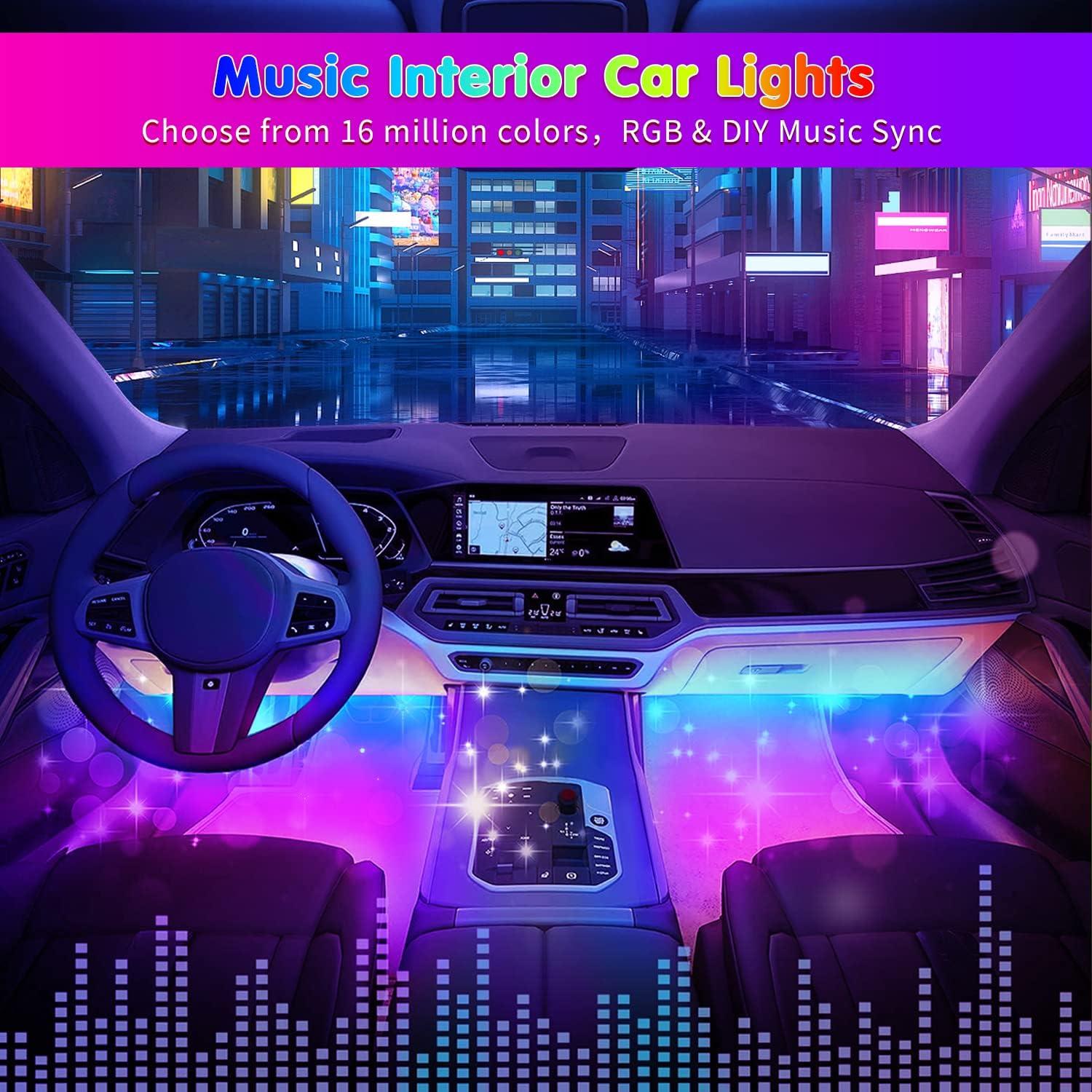 Luces de tira LED RGB DUOFU365 para interiores de auto 12V