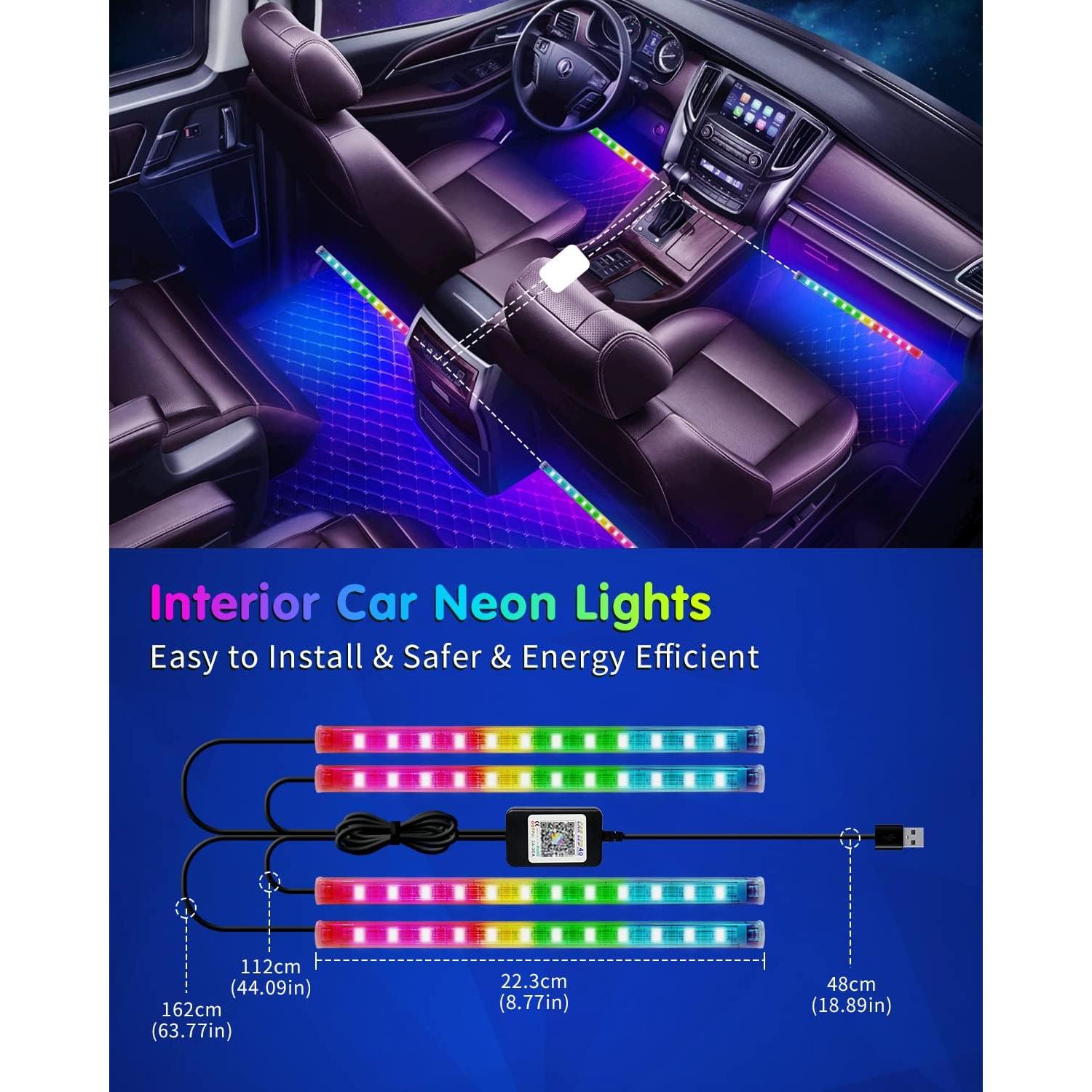 Luces de tira LED RGB DUOFU365 para interiores de auto 12V