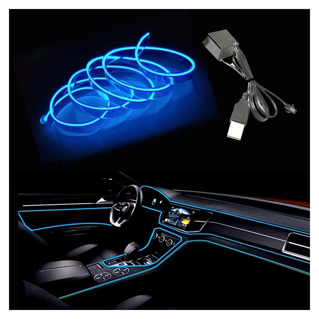 Cable LED Interior de Coche Maxlaxer 5M Azul USB 5V Flexible