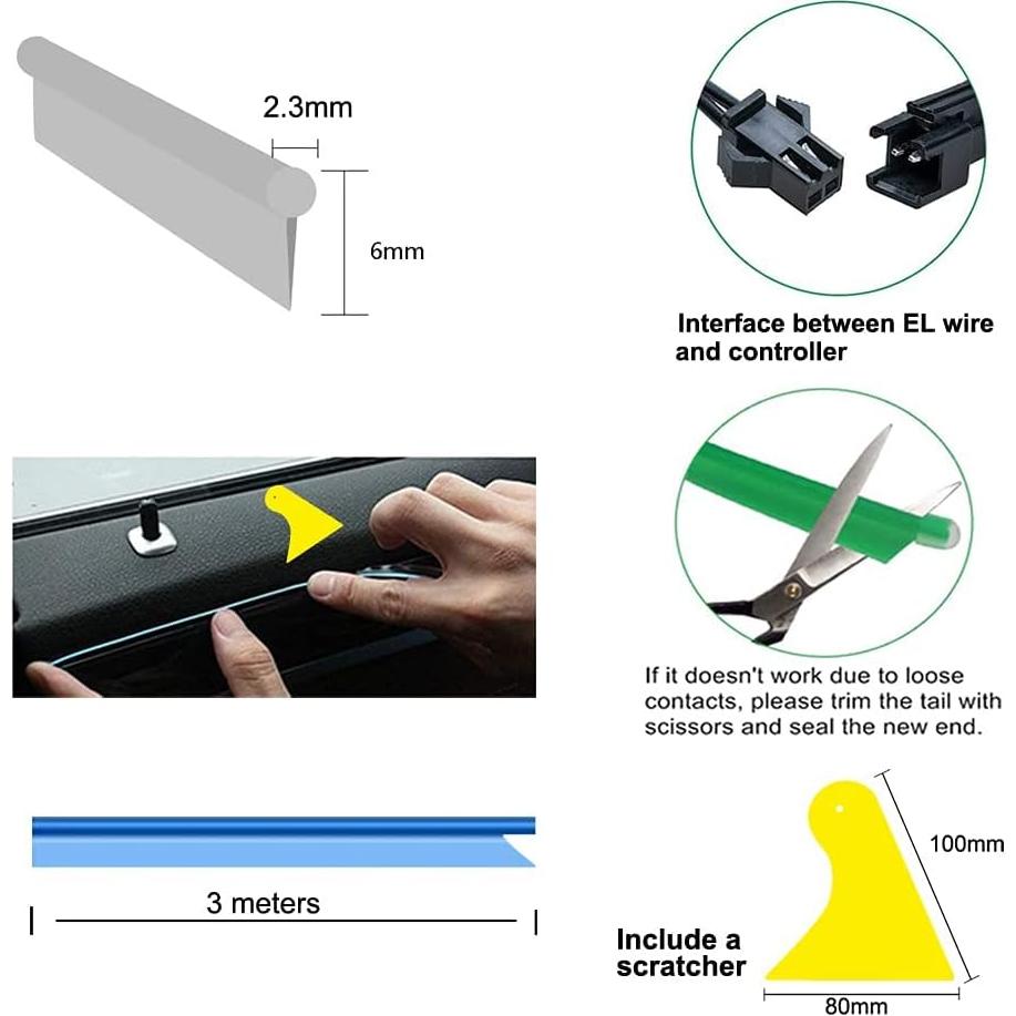 Cable LED Interior de Coche Maxlaxer 5M Azul USB 5V Flexible