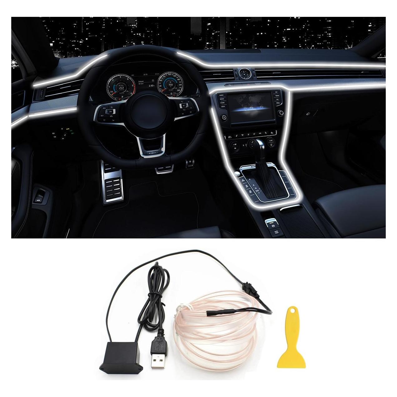 Tira de luces LED QVEVDACAR 5m USB interior automóviles blanco