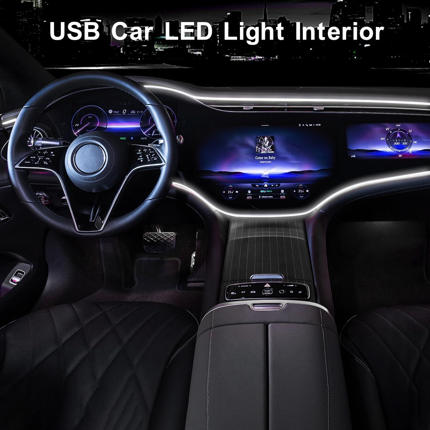 Tira de luces LED QVEVDACAR 5m USB interior automóviles blanco