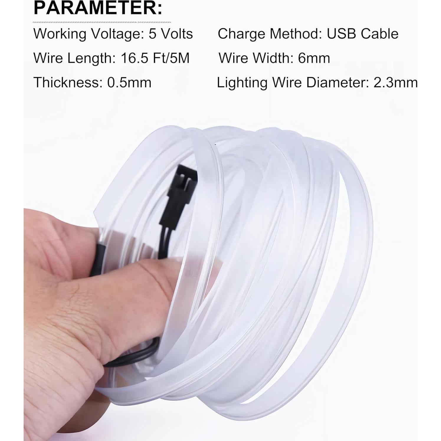 Tira de luces LED QVEVDACAR 5m USB interior automóviles blanco