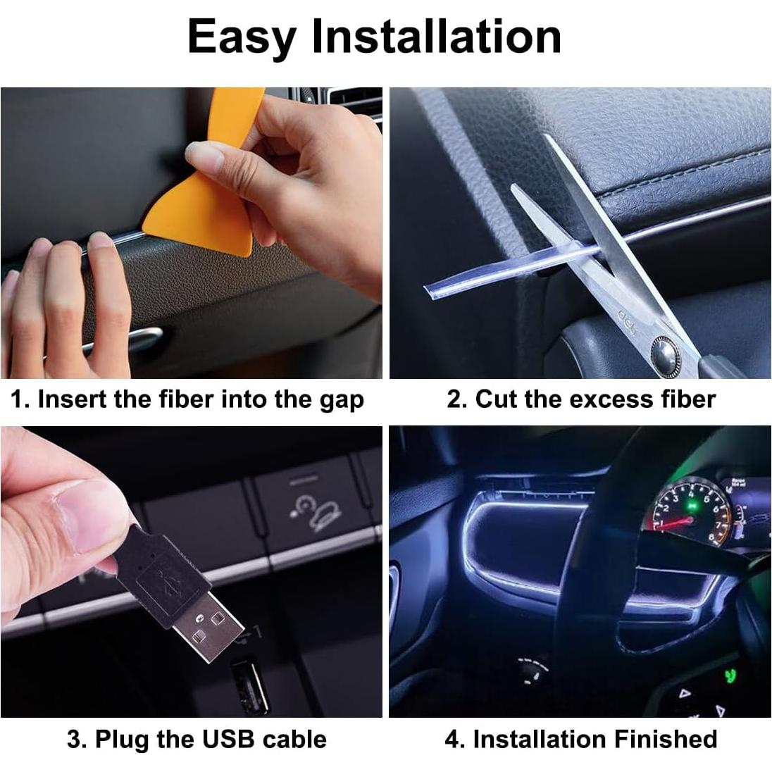 Tira de luces LED QVEVDACAR 5m USB interior automóviles blanco