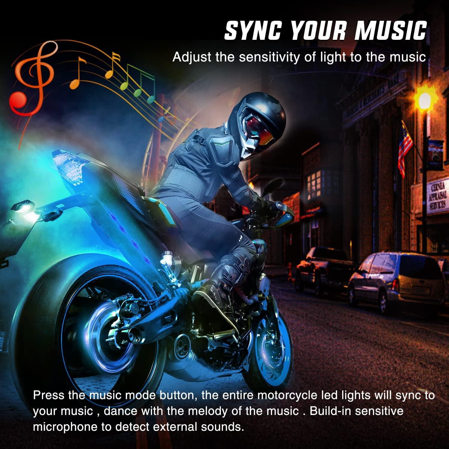 Kit de Luces LED RGB Nilight 12PCS para Motocicleta Impermeable